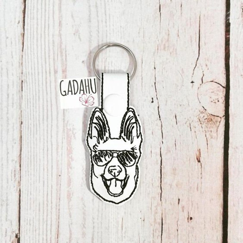 German shepherd snap tab key fob ith jessecmault design file  etsy