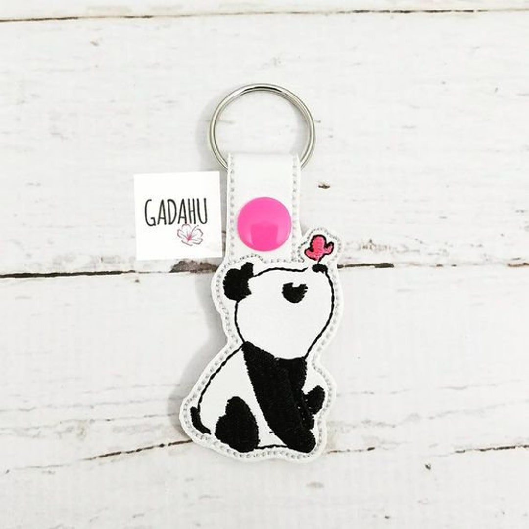 Panda With Butterfly Key Fob Snap Tab Embroidery Design 4x4/5x7 Size ...