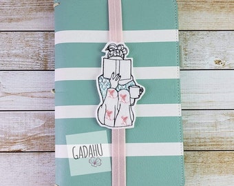 Girl reading Planner Bookmark ITH Embroidery design 4x4