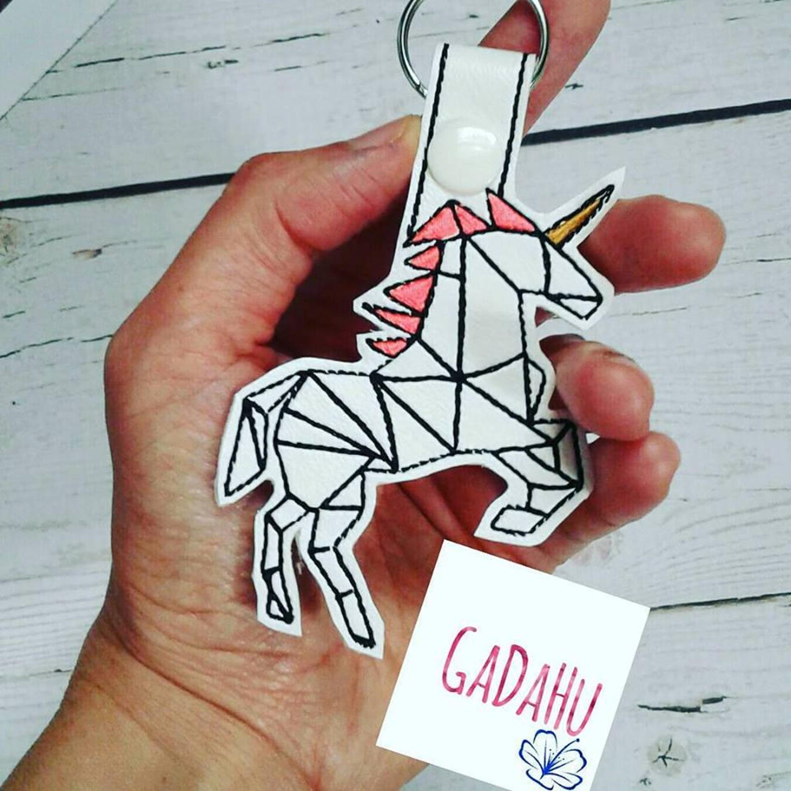Unicorn key fob snap tab jessecmault design 4x4 size  etsy