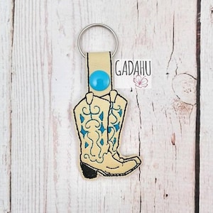 Cowboy/Cowgirl Boots Snap tab Key Fob ITH Embroidery Design file