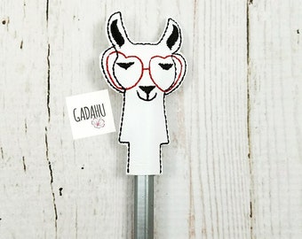 Llama with Glasses Pencil Topper ITH Embroidery design file