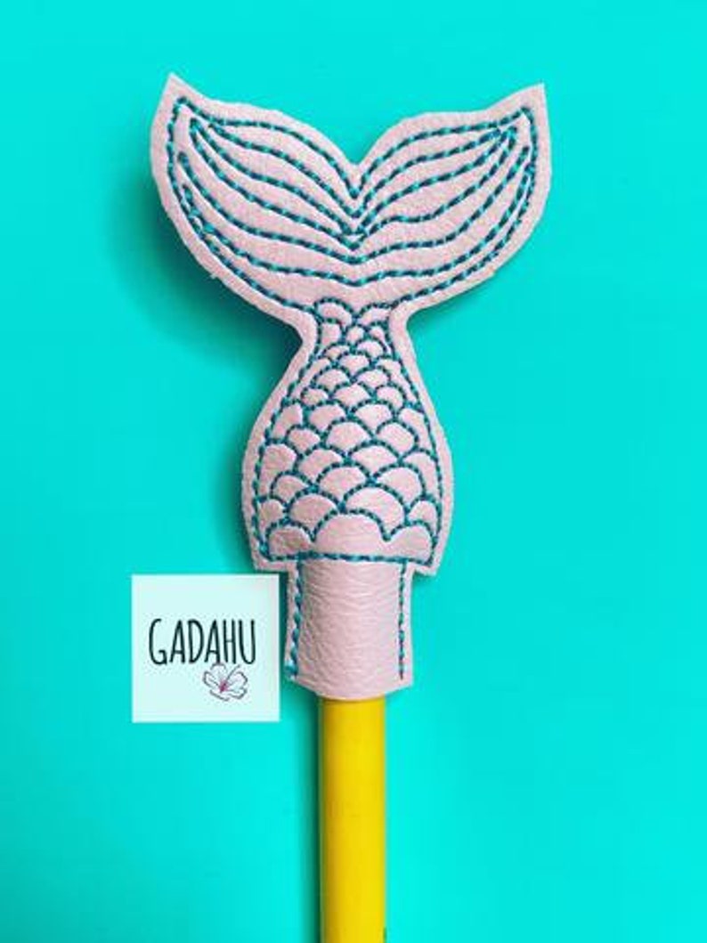 Mermaid Tail Pencil Topper ITH Embroidery design image 1