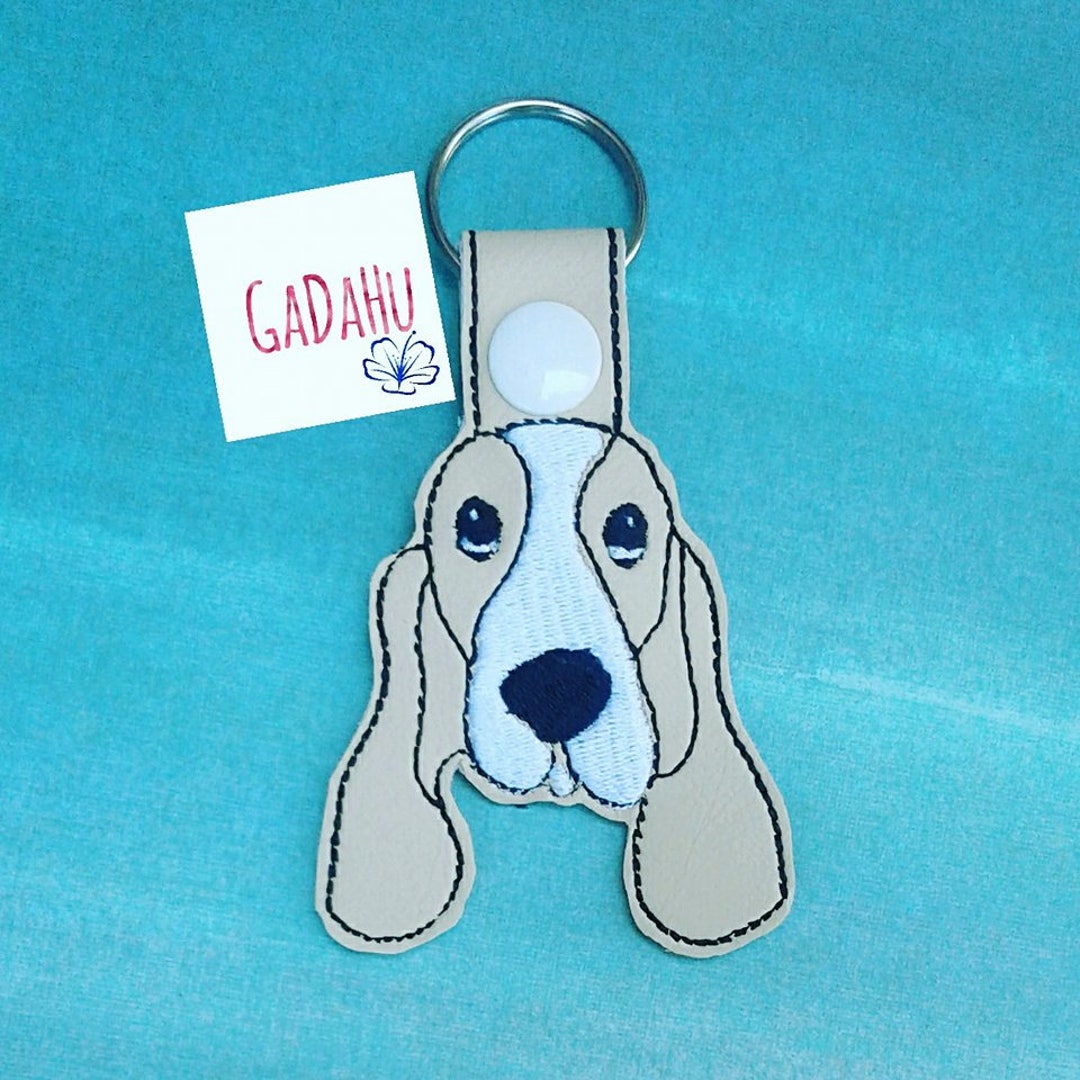 Basset Hound Dog Key Snap Tab Embroidery Design 4X4 Size. Etsy