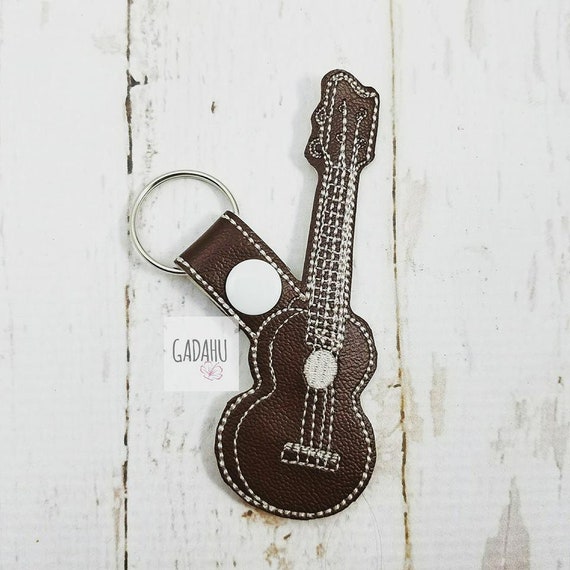 Ukulele Guitar Snap Tab Key Fob ITH Embroidery Design File Etsy
