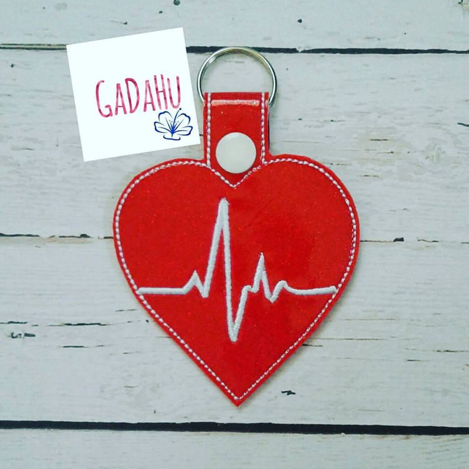 Nurse Key Fob Snap Tab Embroidery Design 4X4 Size EKG Etsy