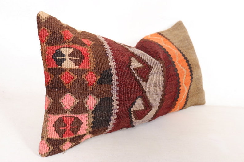 Lumbar kilim pillow.60x30 .24x12 inc.Primitive Pillow Sofa Seat Blue shabby chic cushion knitted throw long pillow cover,decorative .