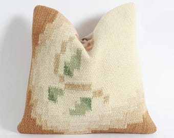 Decorative Kilim Pillow, 16x16 Turkish Kilim Pillow, Anatolian Pillow, Vintage Kilim Pillow Case, Bohemian Pillow, Sofa Pillow,Accent Pillow