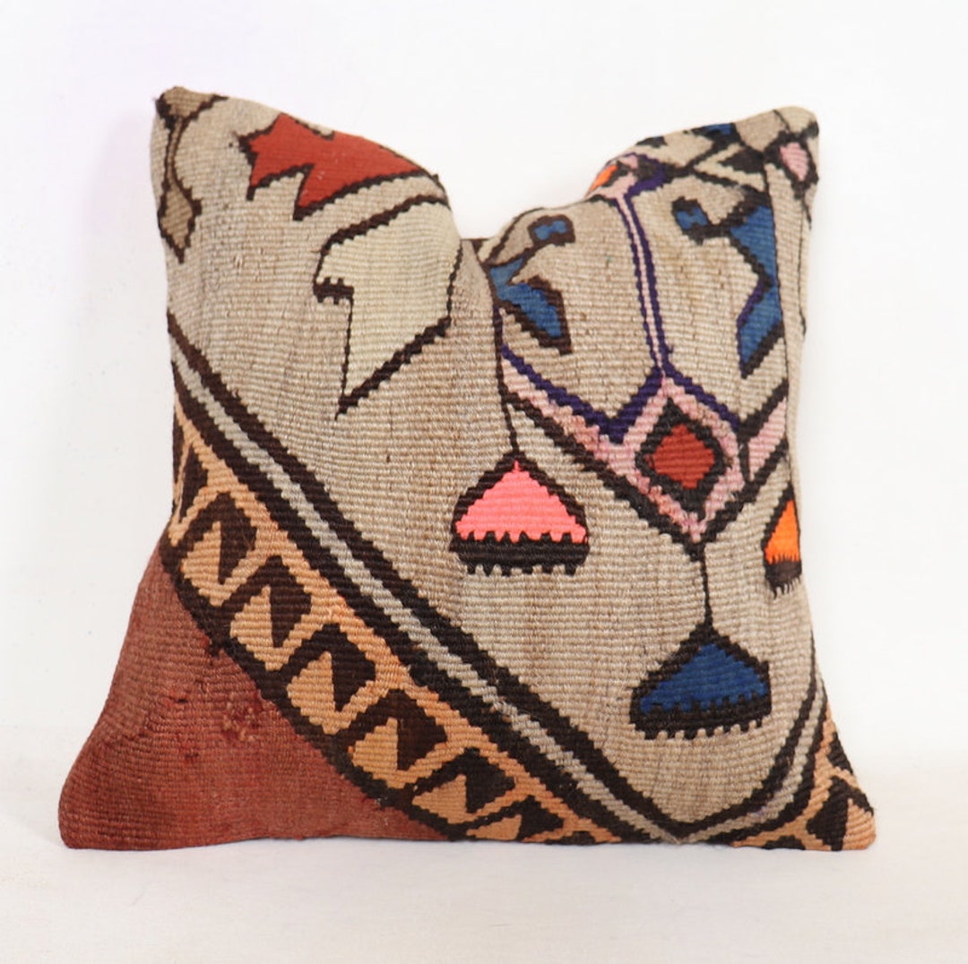 Turkish Pillow Cover, Kilim Cushion Cover, Ethnic Pillow Case, Kilim
