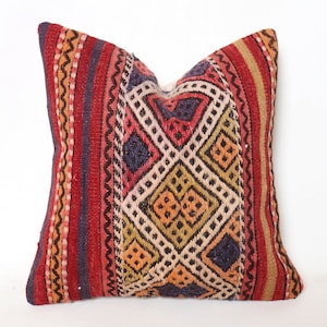 kilim pillow, 16x16 . 40x40 cm, Primitive Pillow Sofa Seat Brown shabby chic cushion knitted throw. anatolian pillow case, Ö-2