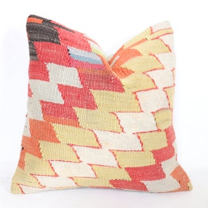 Decorative Kilim Pillow, 16x16 Turkish Kilim Pillow, Anatolian Pillow, Vintage Kilim Pillow Case, Bohemian Pillow, Sofa Pillow,Accent Pillow