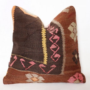 16x16 Kilim Pillow, Turkish Kilim Pillow, Decorative Kilim Pillow, 40x40 cm Cushion Cover, Vintage Kilim Pillow, Kilim Pillow Case, Pillow