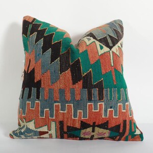 Cojín kilim, cojín de 60x60 cm. Cojín rústico de 24x24 cm, asiento de sofá marrón, cojín shabby chic, manta de punto, manta floral, funda de cojín. A112