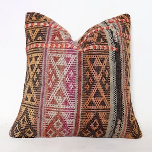 16x16 Kilim, Pillow, Turkish Kilim Pillow, Decorative Kilim Pillow, 40x40 cm Cushion Cover, Vintage Kilim Pillow, Kilim Pillow Case, Pillow
