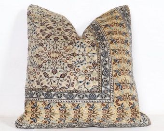 kilim pillow, 60x60 pilow .24x24 inc.Primitive Pillow, Sofa Seat Brown,shabby chic cushion, knitted throw.floral throw, cushion cover. A66