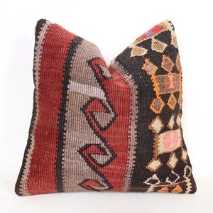 oreiller kilim Primitive Pillow Sofa Seat Brown shabby chic coussin tricoté, taie d&#39;oreiller anatolienne, Ö-5