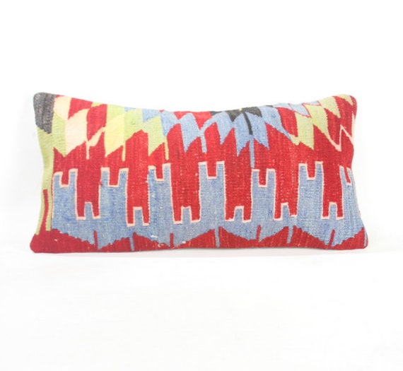 Lumbar kilim pillow .60x30 .24x12 inc kilim pillow 24x12 Pillow Cover