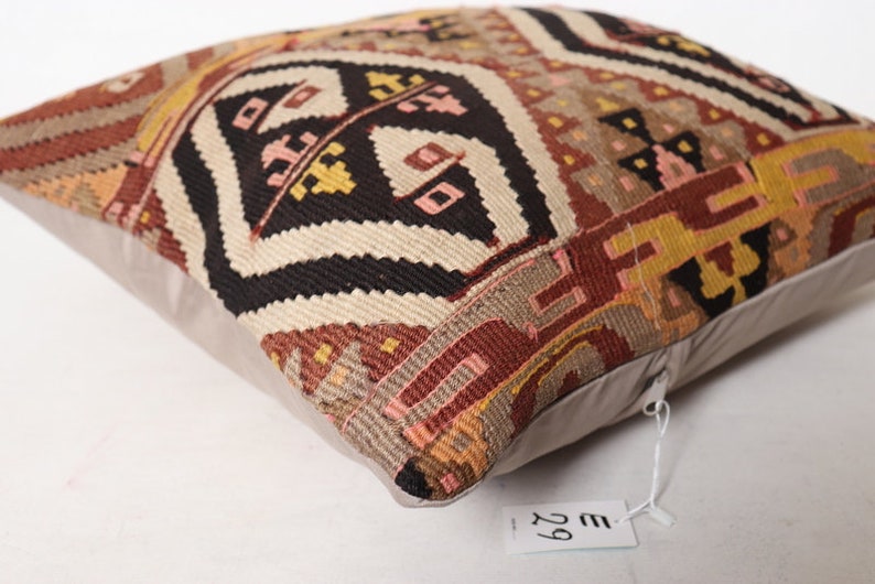 Kilim Pillow,Primitive Pillow,Sofa Seat Brown,Shabby Chic Cushion Cushion Cover,Case,bohemian pillow case, Knitted Throw,Floral Throw