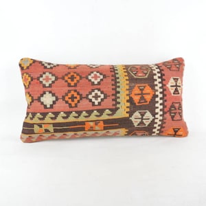 Lumbar kilim pillow.60x30 .24x12 inc.Primitive Pillow Sofa Seat Blue shabby chic cushion knitted throw long pillow cover,decorative .