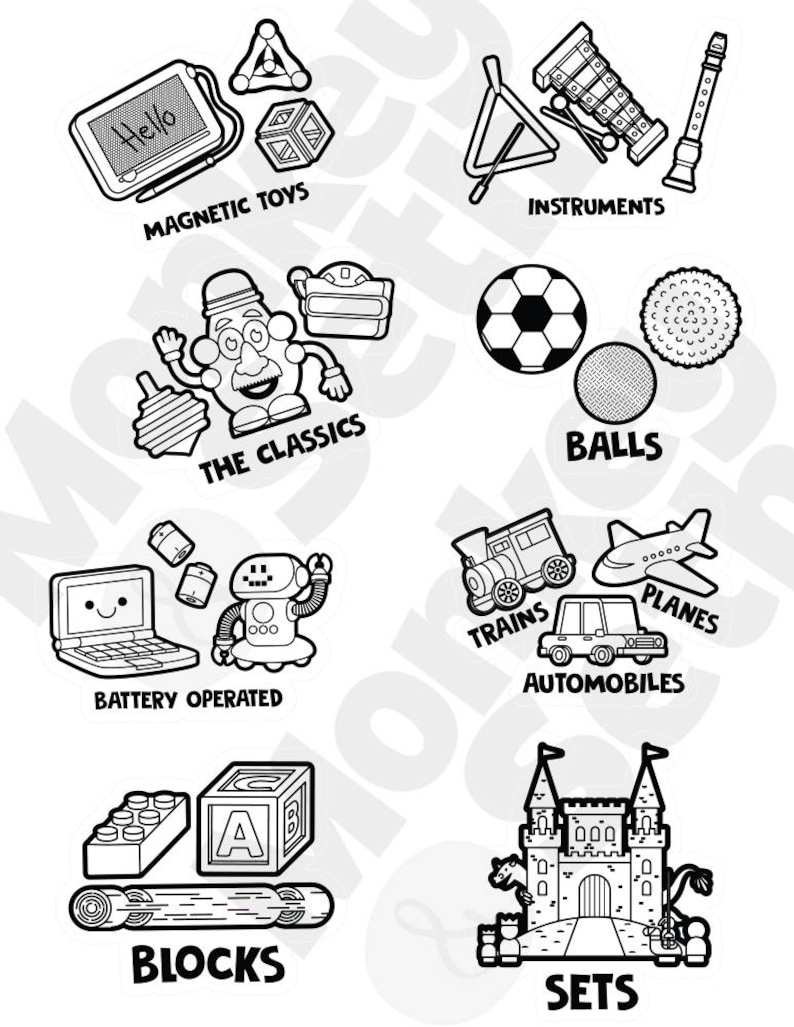 Printable Toy Organization Labels Stickers for Toy Organizing Playroom ...