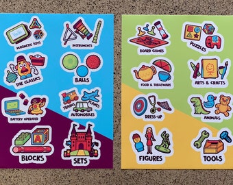 Toy Organization Labels - Vinyl Stickers for Toy Organizing - Playroom Organizational Stickers