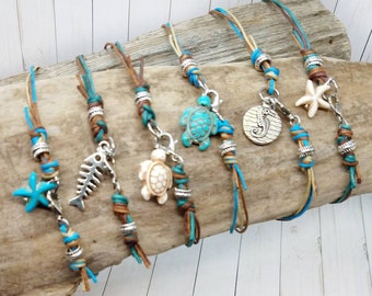 Starfish Ankle Bracelet, Sea Turtle Anklet Ankle Bracelet, Hippie Beach Surfer Jewelry, Sea Horse Ankle Bracelet, Fish Anklet, Surfer Girl