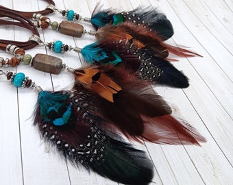 Real Feather Necklace, Indian Style Jewelry, Boho Cowgirl Jewelry for Women, Southwestern Feather Jewelry, Western Jewelry, Southwest