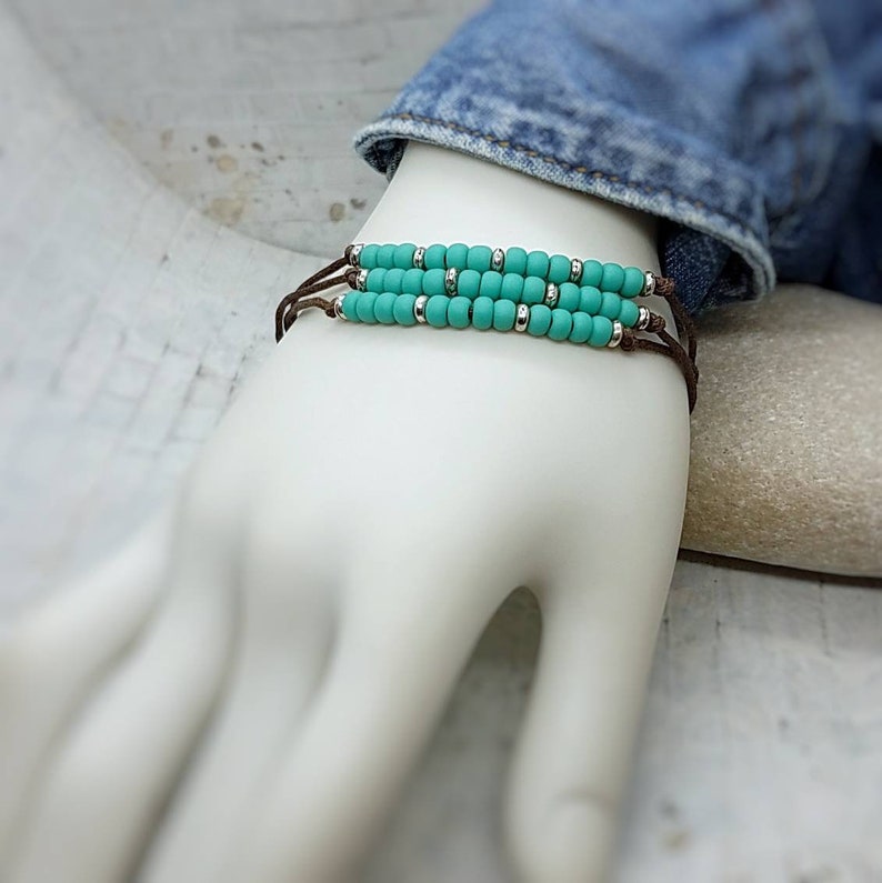 Turquoise Beaded Bracelet Surfer Girl Bracelet Western Etsy
