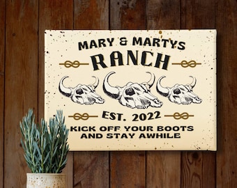Custom Longhorn Family Last Name Sign, Ranch Wall Decor, Western Home Decor, Southwest Farmhouse Front Door Welcome Sign, Cowboy Rodeo Print