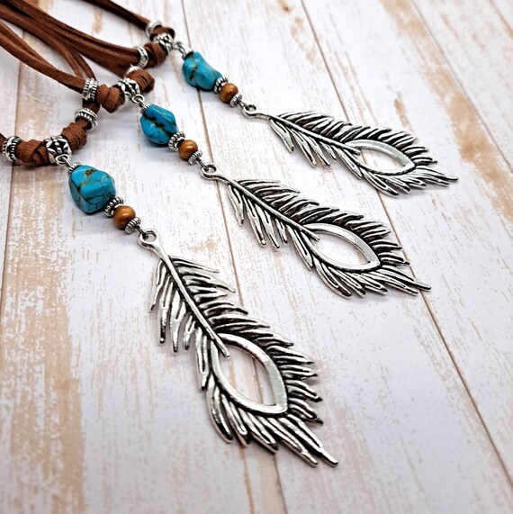 Western cheap feather necklace