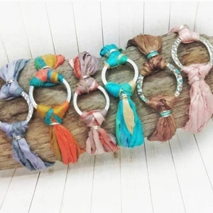 Silk Fabric Bracelet, Grey Textile Bracelet, Brown Beach Bracelet, Birthday Jewelry Gift, Summer Festival Fashion, Boho Jewelry for Women