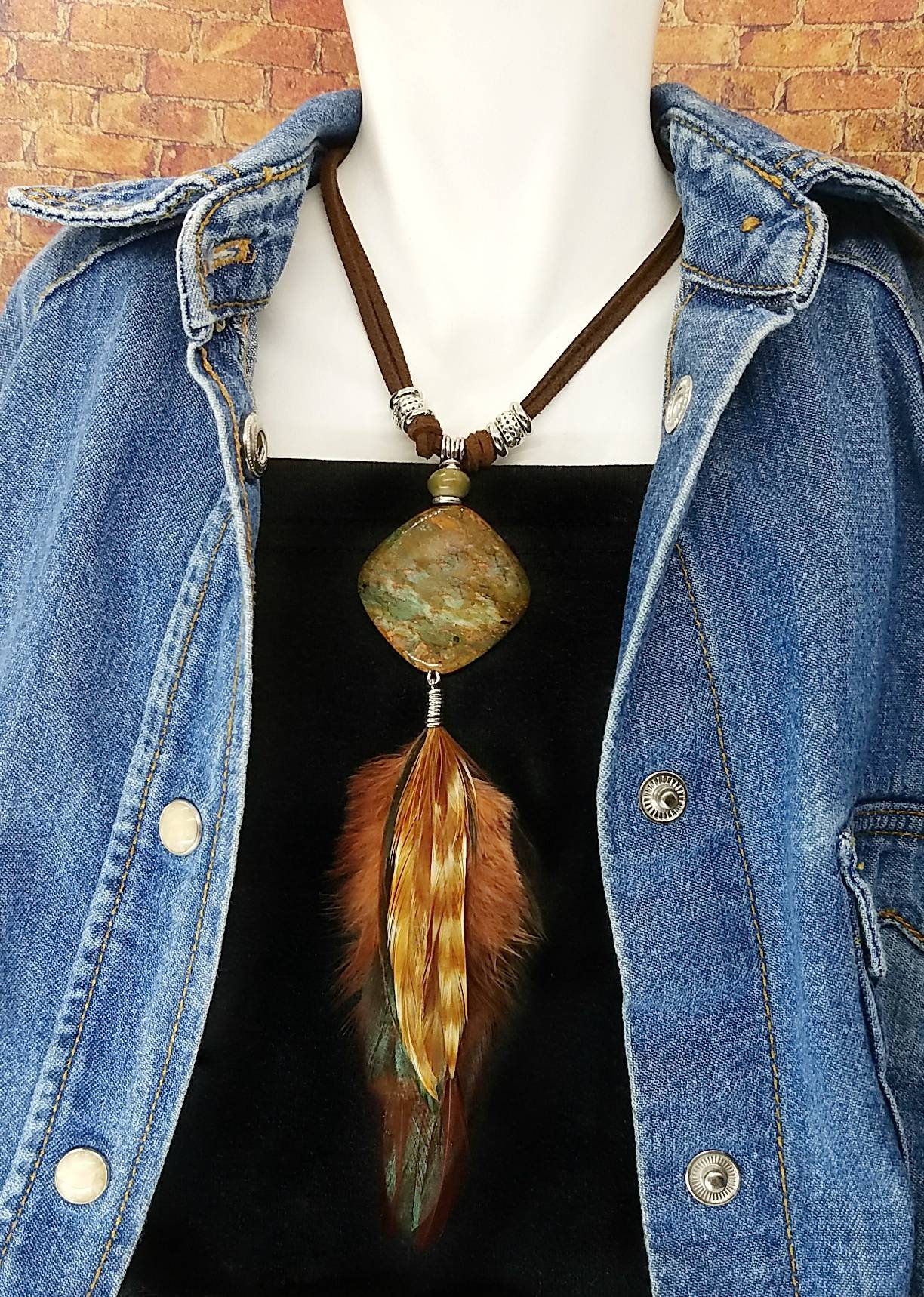 Real Feather Necklace Indian Style Jewelry Boho Cowgirl Etsy