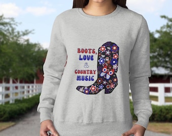 Retro Country Music Southwest Sweatshirt, American Western Wear, Hippie Cowgirl Rodeo Top, Plus Size Memorial Day Shirt, Southwestern Hoodie