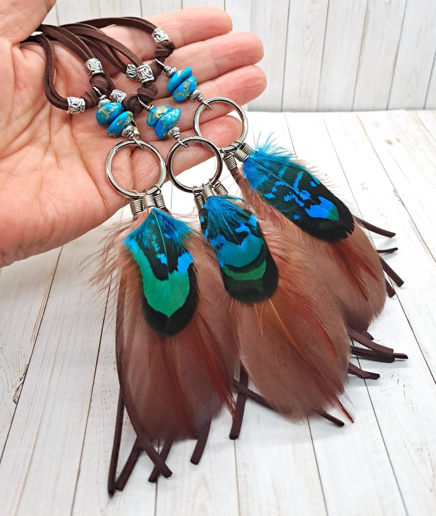 Real Feather Necklace Hippie Feather Indian Jewelry Boho Etsy