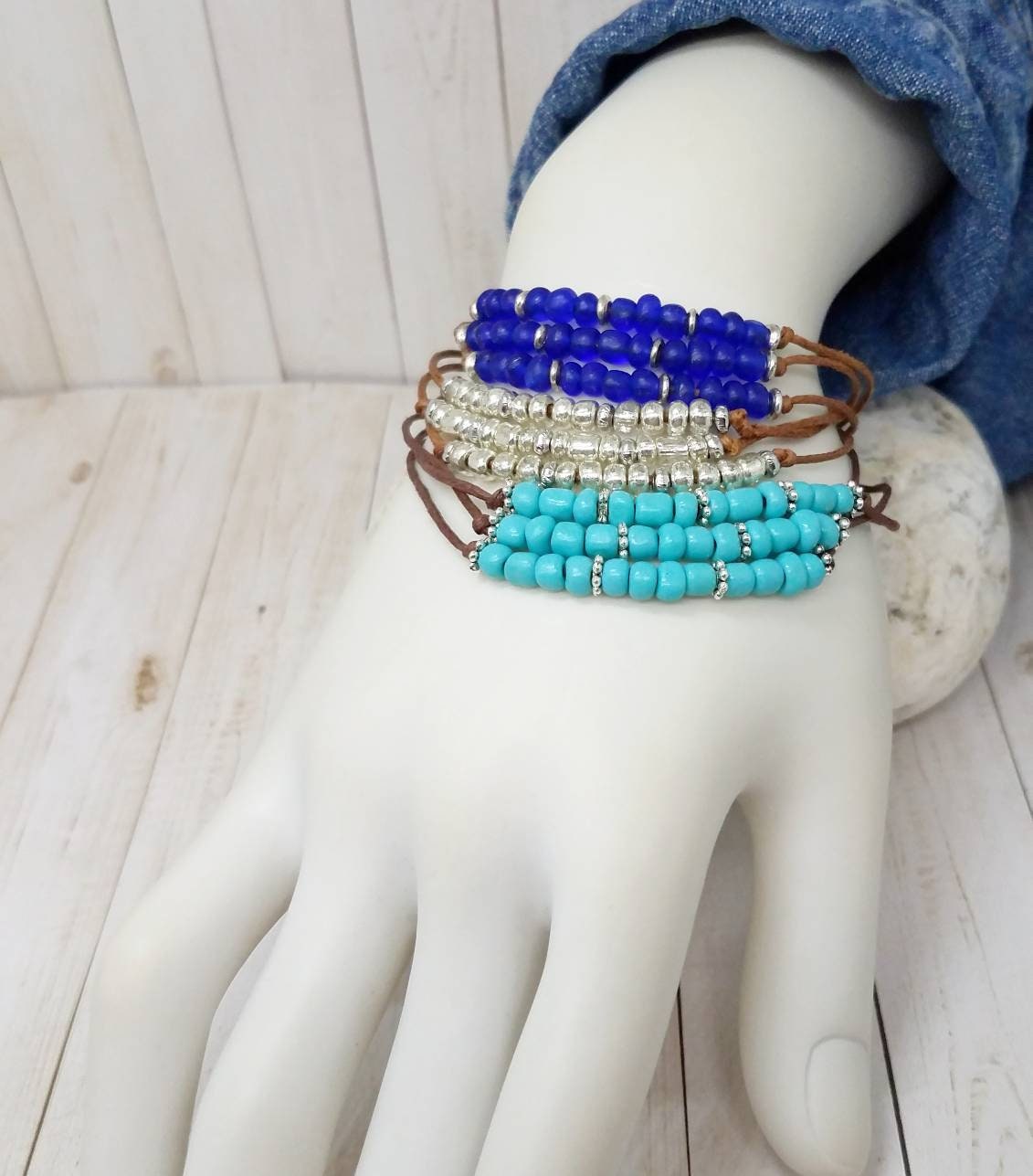 Turquoise Beaded Bracelet Surfer Girl Bracelet Western Etsy