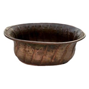 VTG Oval Copper Succulent Planter with Hand Crafted Doved Seams Swirled-Turkish