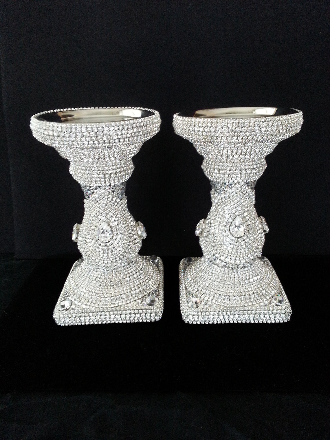 Stunning Jewelled Candle Holders Pair Luxury Swarovski Clear Etsy UK