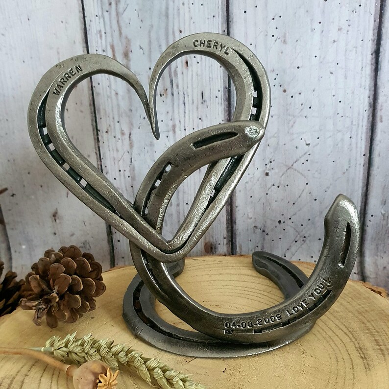Liebe & Glück Hufeisen Herzen Charme Trophäe Hochzeit Skulptur Etsy