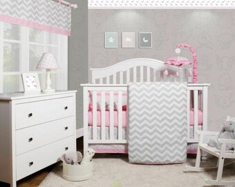 chevron 13 piece crib bedding set