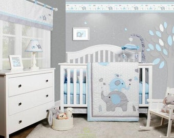 baby boy elephant nursery bedding