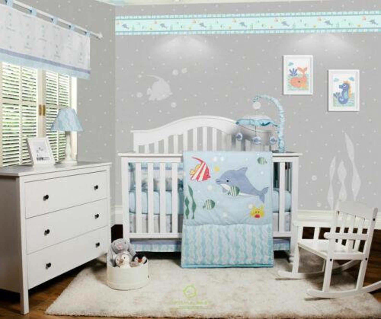 Optimababy 6PCS Ocean Dolphin Fish Crib Bedding Neutral Crib Etsy