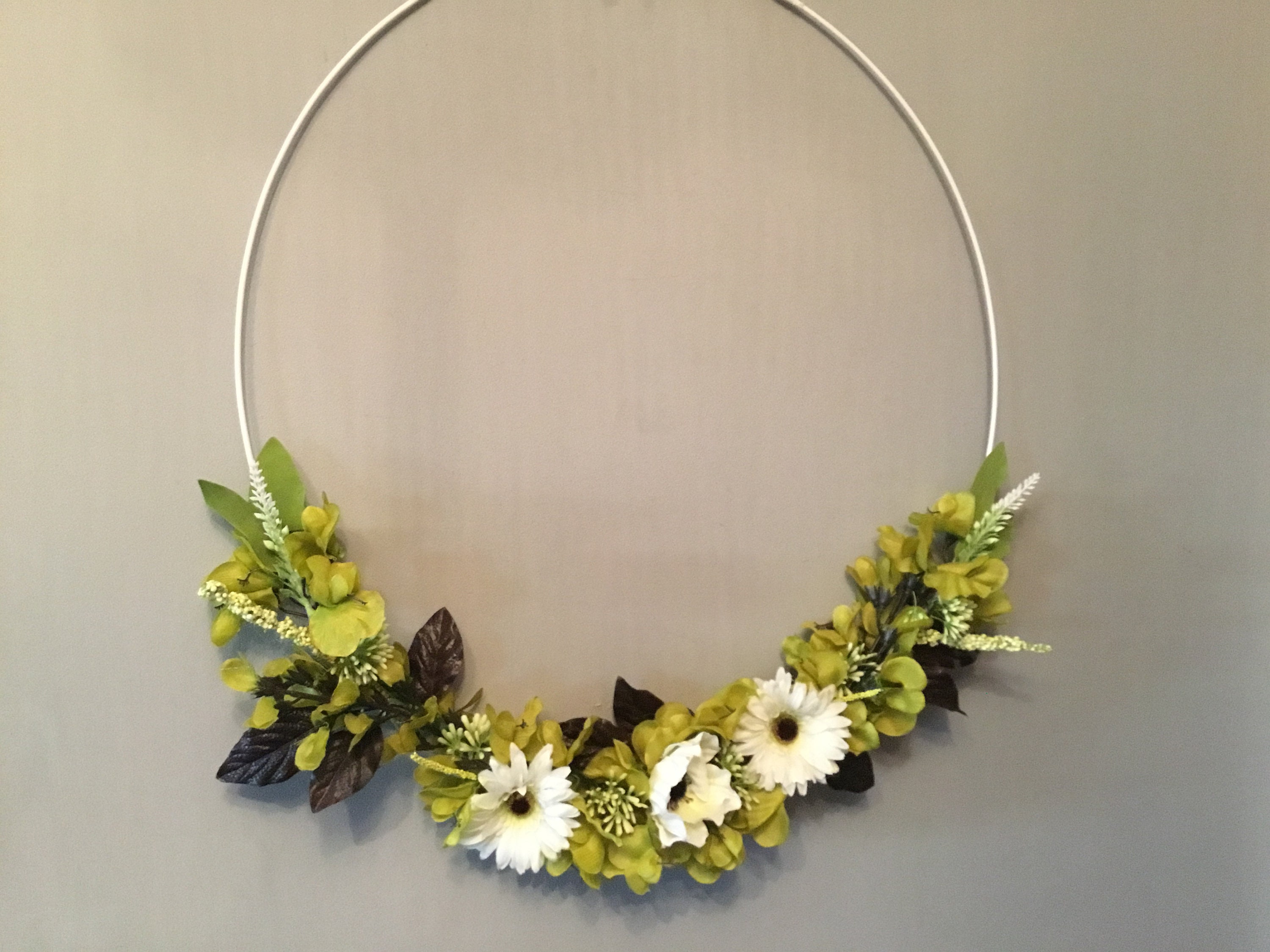 Metal Hoop decorated with faux flowers Etsy
