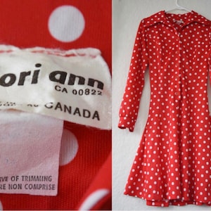 Vintage Lori Ann Dress - Red White Polka Dot - Happy Fun Summer - Shirtdress - Button Up Dress - Fit and Flare - Circle Skirt - 80s Fashion
