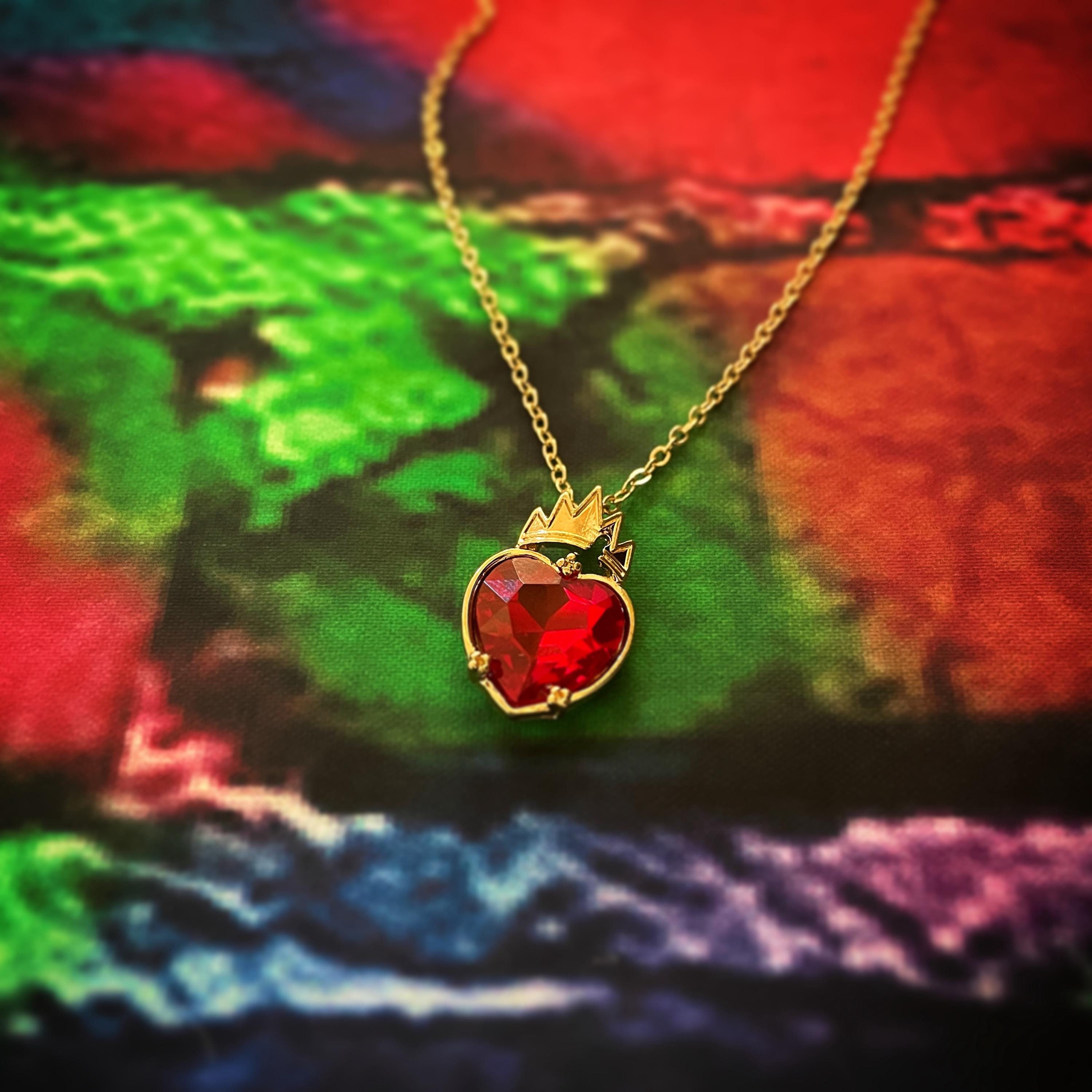 Evie Red Heart Necklace, Descendants Necklace, Red Heart Crown