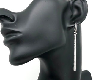 Earrings with bar charm, earrings with bar, bar earrings, silver bar earrings