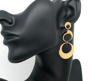 Earrings statement circles - boho earrings gold - earrings stainless steel - boho earrings hypoallergenic