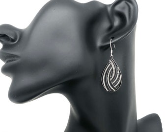 Silver bohemian drop earrings, large filigree earrings, boho dangle earrings, lightweight earrings, earrings hypoallergenic