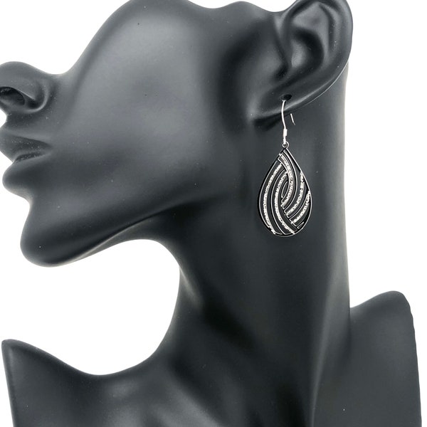 Zilveren bohemian druppel oorbellen, grote filigraan oorbellen, boho bengel oorbellen, lichtgewicht oorbellen, oorbellen hypoallergeen