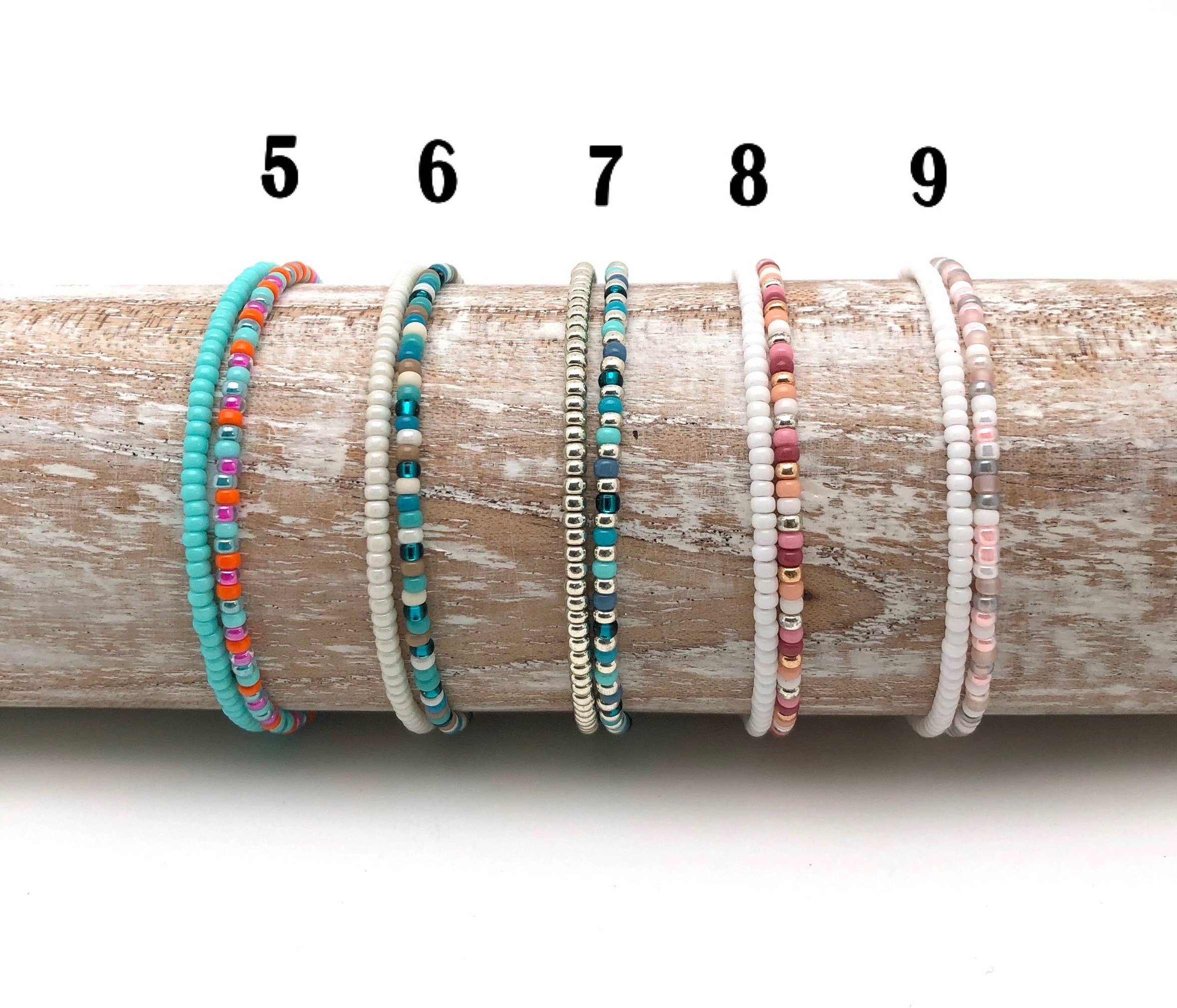 Braccialetto Elastico Miyuki Con Perline Giapponesi - Design A Piastrelle, Multicolore Bohémien, Per Donna - Cristallo E Vetro - 4