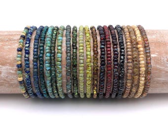Miyuki Picasso Beaded Bracelet/ Anklet, Boho Beaded Stretch Bracelet, Colorful Seed Beaded Bracelet, Summer Beaded Bracelet/ Anklet